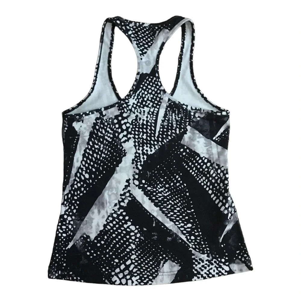 Lululemon Black/White Abstract Printed Tank  Sz: Est. 2